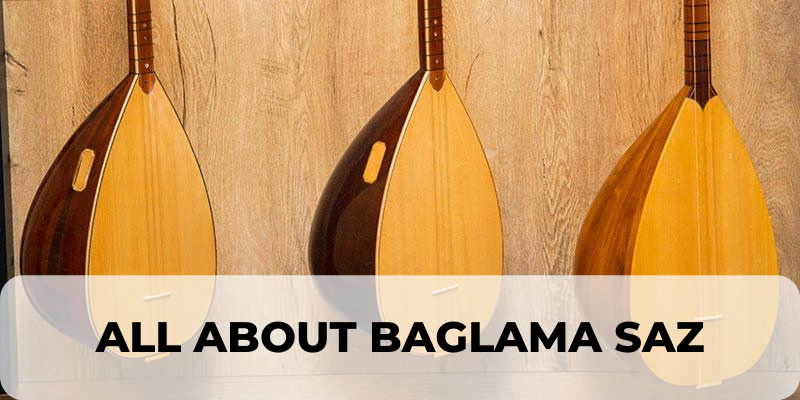 Turkish baglama saz long-neck stringed folk instrument with pear-shaped wooden body