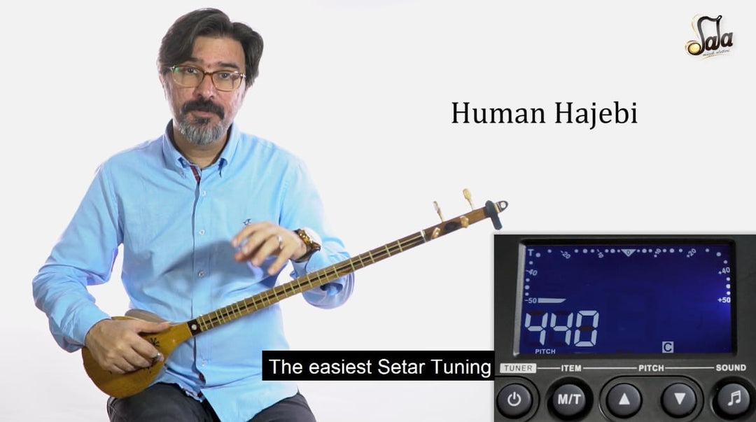 Tuning chart for the Persian setar four-string fretted lute instrument