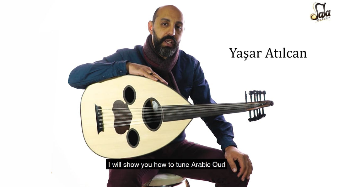 Tuning diagram for the Arabic oud showing string pitches and order