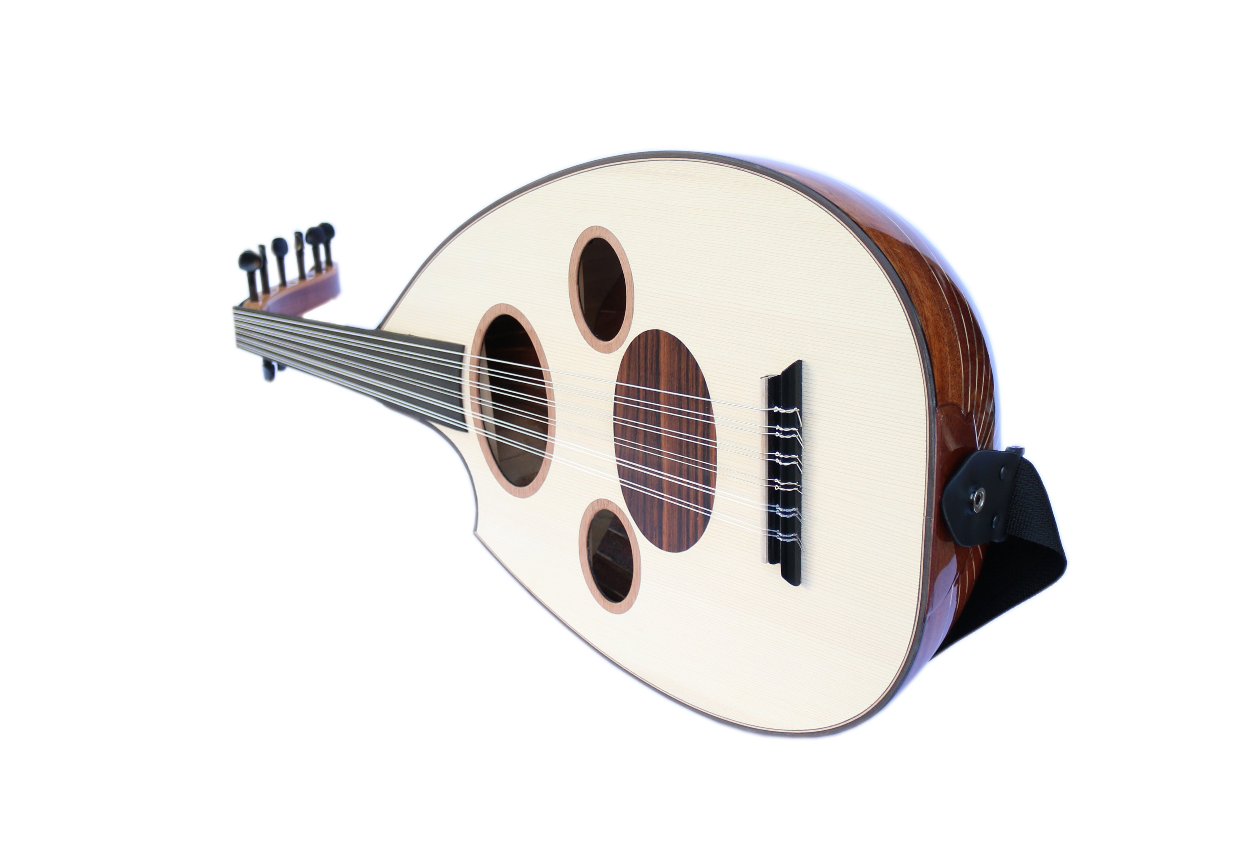 Left-handed professional Arabic electric oud AOH-6L with mahogany body and spruce face