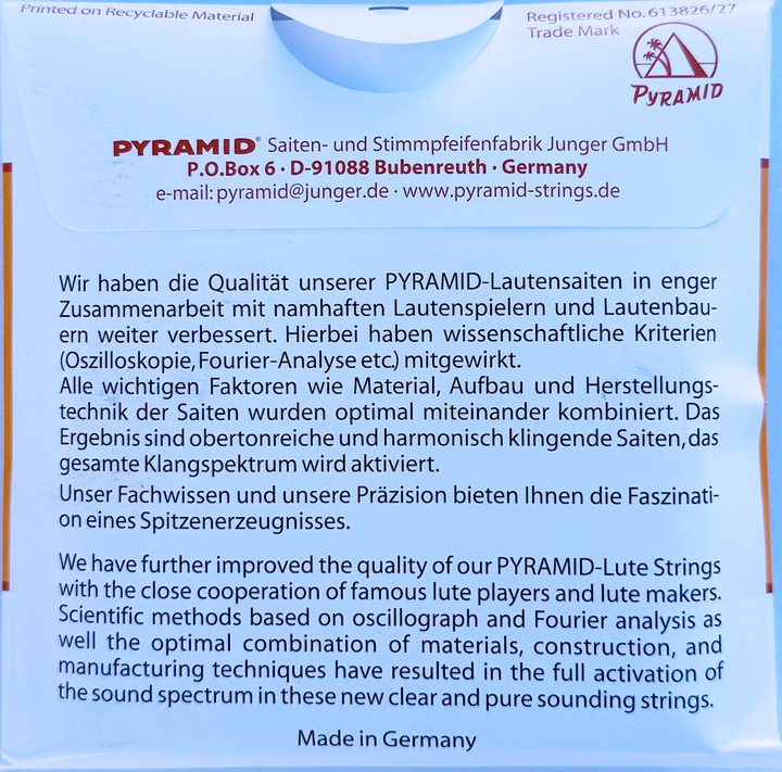 Pyramid POL-4A Arabic oud strings packaging and gauge detail