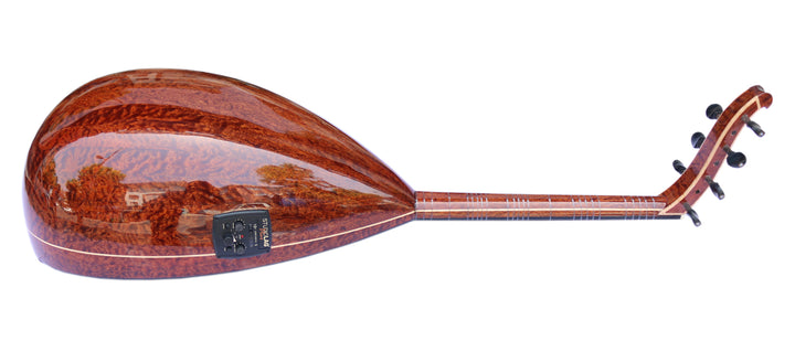 Special electric Turkish lavta LAV-4E by Miras short-neck fretted lute with pickup