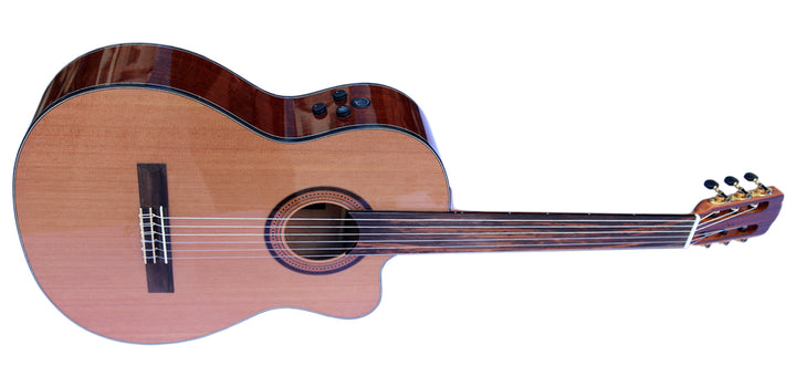 Professional fretless classical guitar CP-4 with built-in equalizer for microtonal music