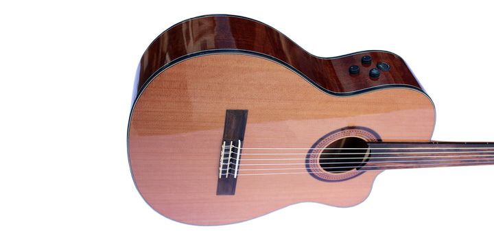 Professional fretless classical guitar CP-4 with built-in equalizer for microtonal music