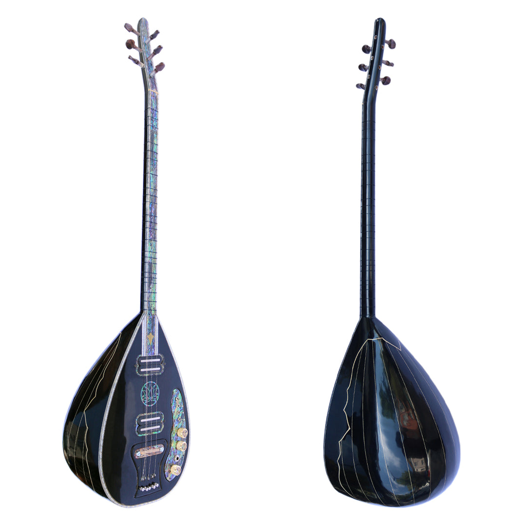 Baglama saz eléctrico profesional mástil largo DES-3 con caja de nogal e incrustaciones de nácar por Dest