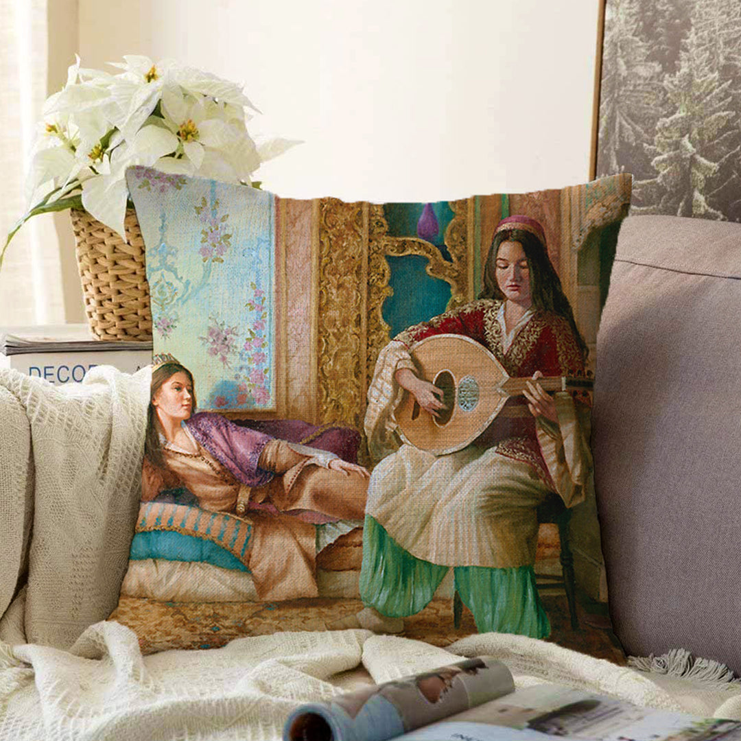 Oud design decorative throw pillow for music lovers home decor