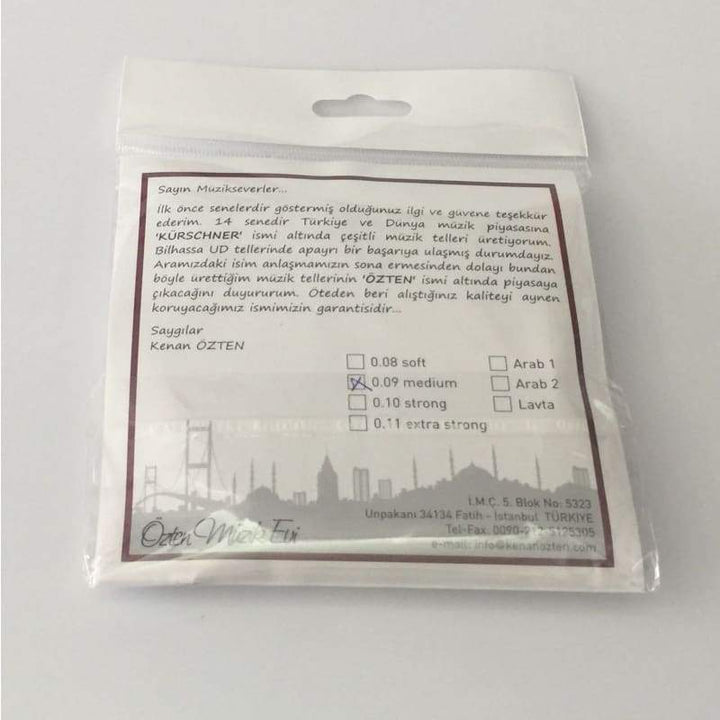 Ozten Turkish oud strings OSO-304 reverse packaging